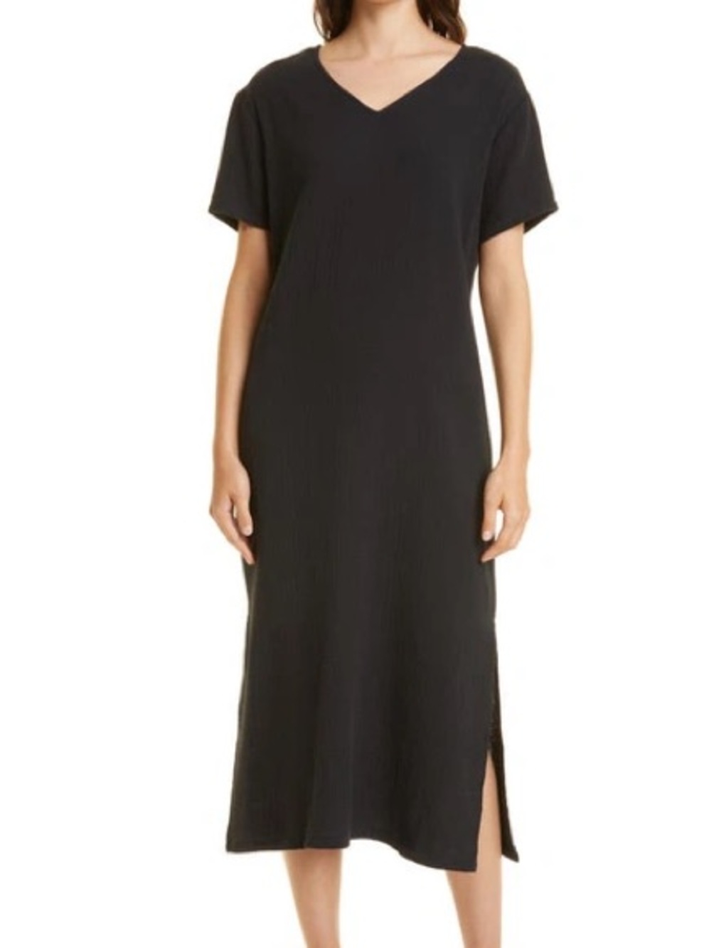Jenni Kayne Black V-Neck Short Sleeve Midi Dress